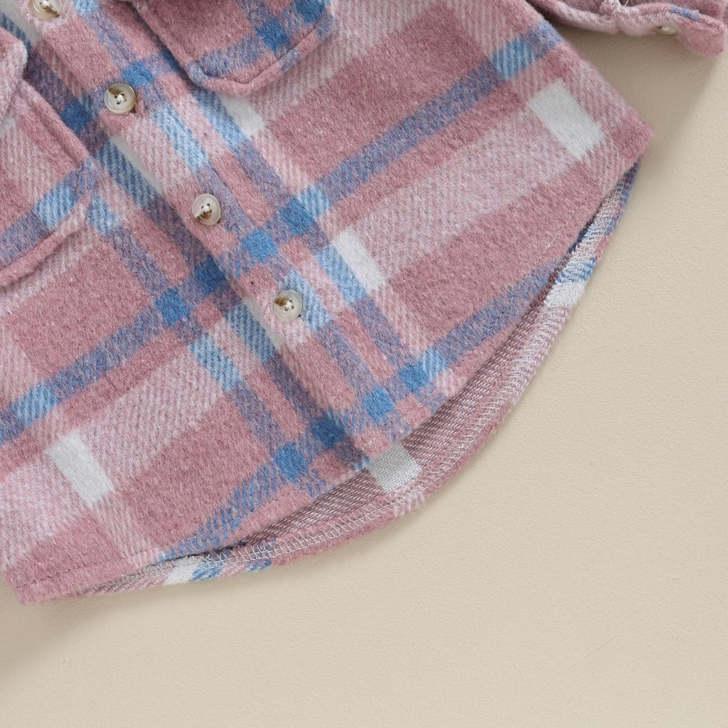 Toddler Baby Boy Girl Fall Winter Clothes Flannel Hooded Plaid Shirt Jacket Button Down Shacket 6 12