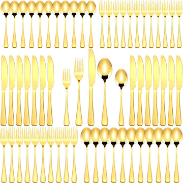 150 Pcs Gold Silverware Set Stainless Steel Dinnerware for 30 Guest