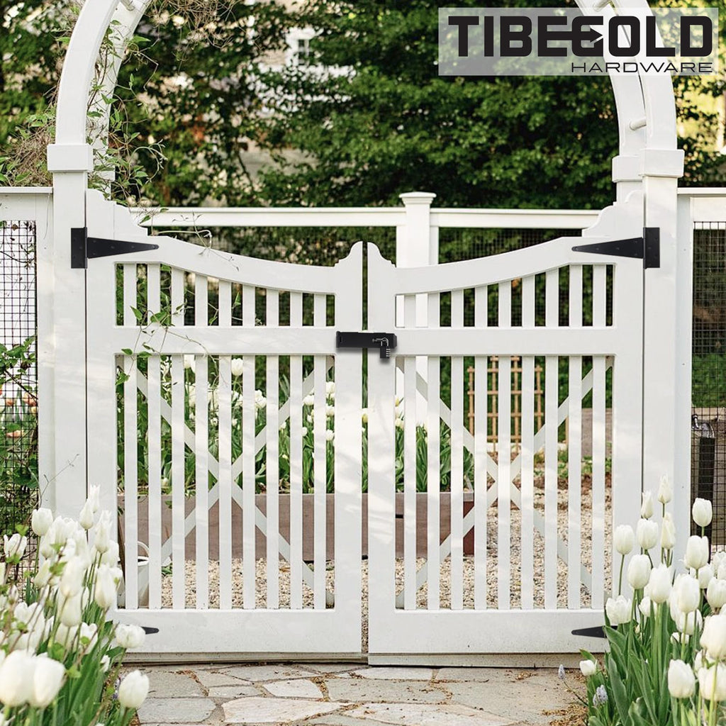 12 Inch T-Strap Gate Hinges, Heavy Duty Shed Door Hinges, Black Tee Hinges for Wooden Fences, Yard Gates, Rustproof