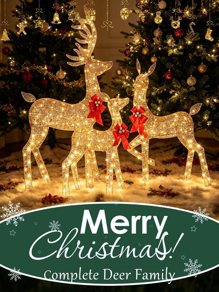 3 Piece 5FT Large Lighted Christmas Deer Family Set