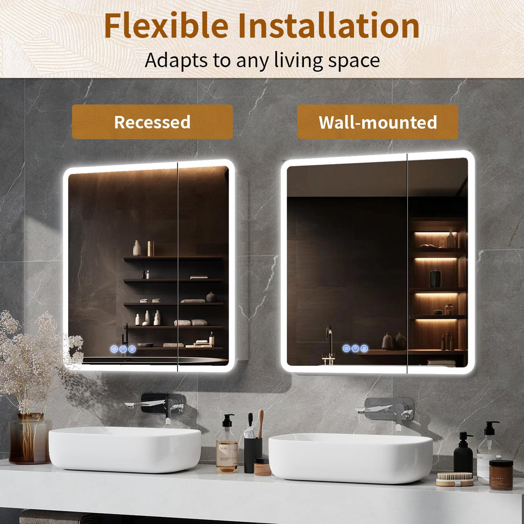 30 x 32 LED Bathroom Medicine Cabinet Mirror, Adjustable Shelves