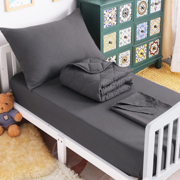 Toddler Microfiber Bedding Set, 4 Piece, Dark Grey