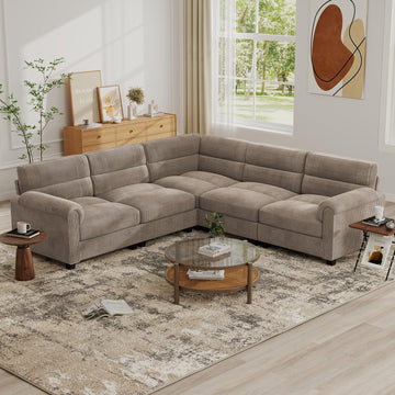 Modular Sectional couches, L Shaped Sofa, Brown