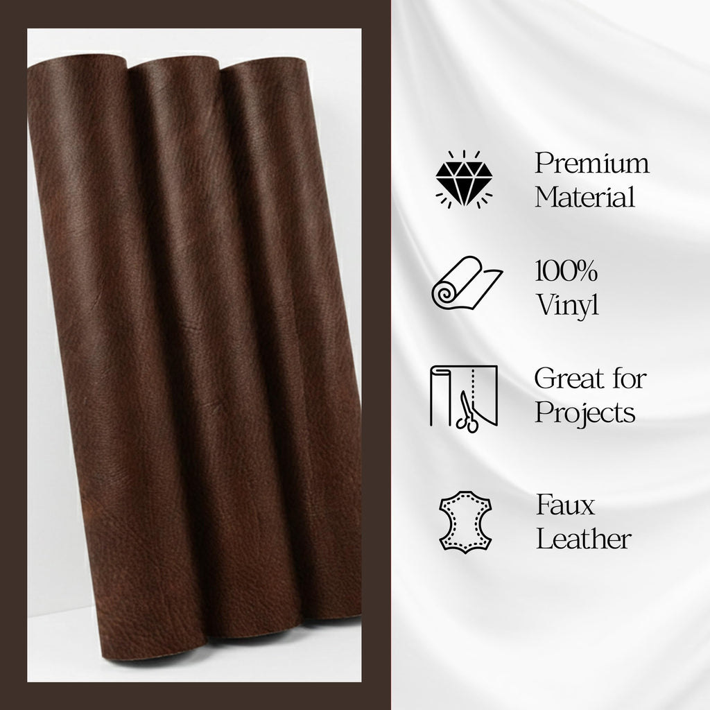Faux Leather Upholstery Vinyl Fabric by the Yard - 54" Wide, 0.8mm Premium Material for Tablecloths, Boat Seats