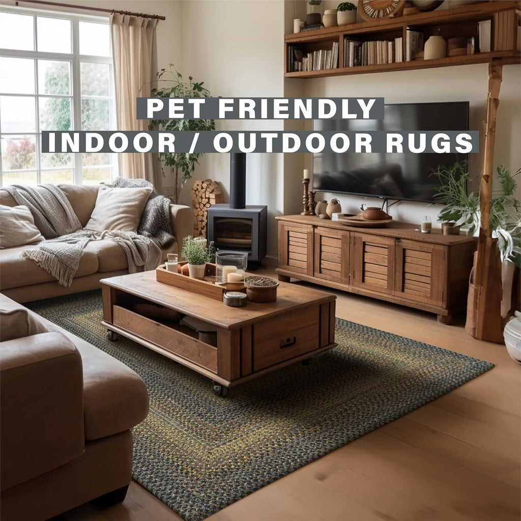 Black Forest Oval Braided Rugs Ideal as Outdoor Area Rug 4x6' | Black Rug for Room and Country Rugs , Soft