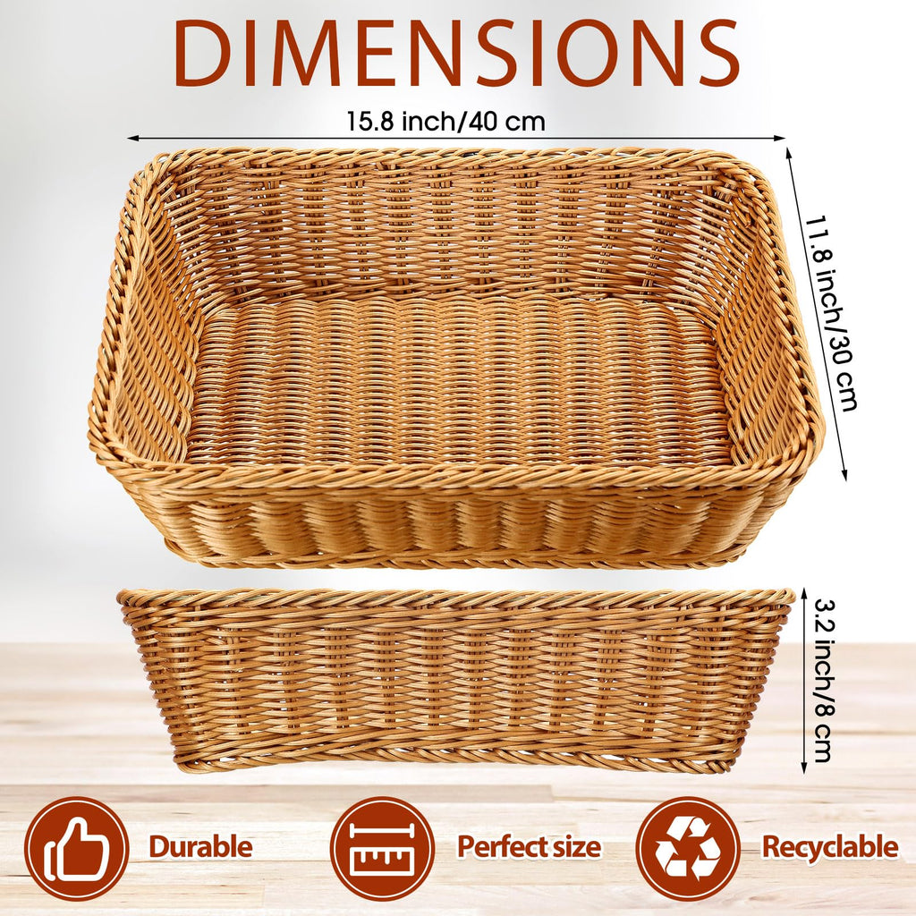 14 Pack Wicker Bread Baskets Woven Serving Basket, 15.8 Inch