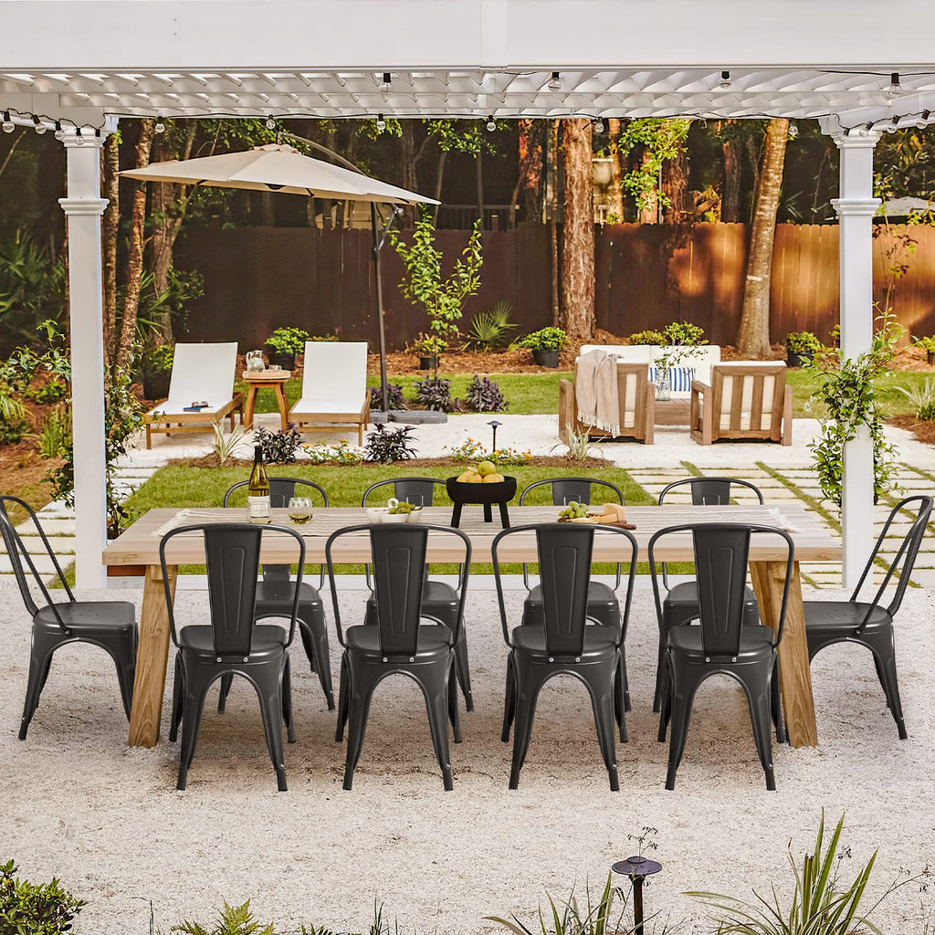 Metal Dining Chair Indoor-Outdoor Use Stackable Classic Trattoria Chair Chic Dining Bistro Cafe Side Metal Chairs Set