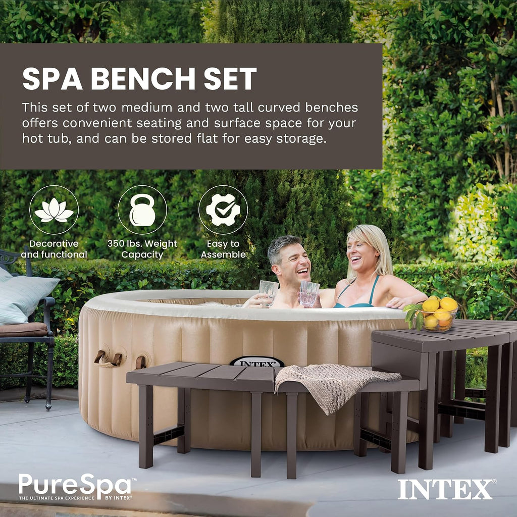 PureSpa 4 Person Inflatable Hot Tub Bundle w/Energy-Efficient Cover | 28429EP Bubble Massage: Built-in Hard Water