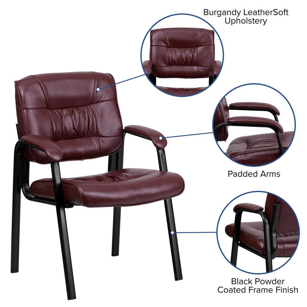 Burgundy Faux Leather Executive Chair with Black Frame