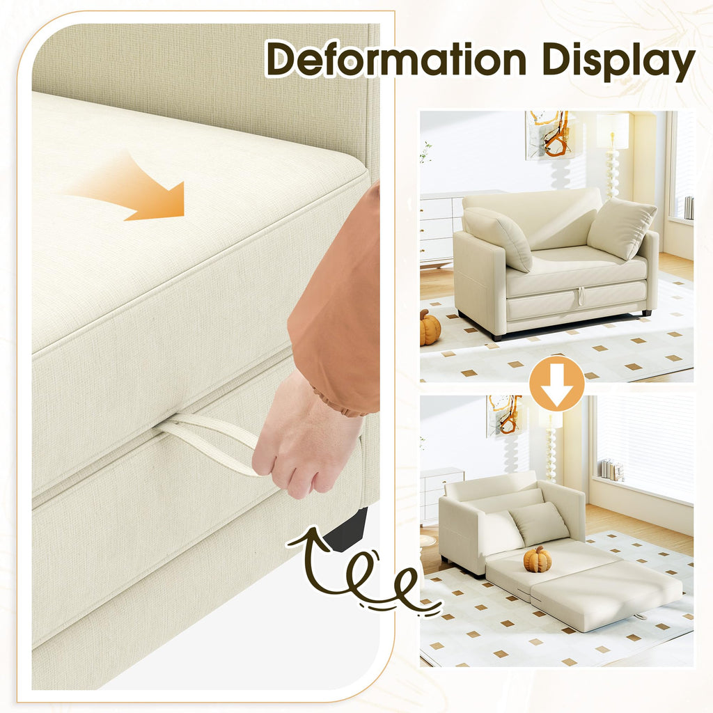 51" Convertible Sofa Bed, 2 in1 Folding Sofa Bed, Loveseat Sleeper Sofa for Small Spaces, Fold Out Floor Couch with 2