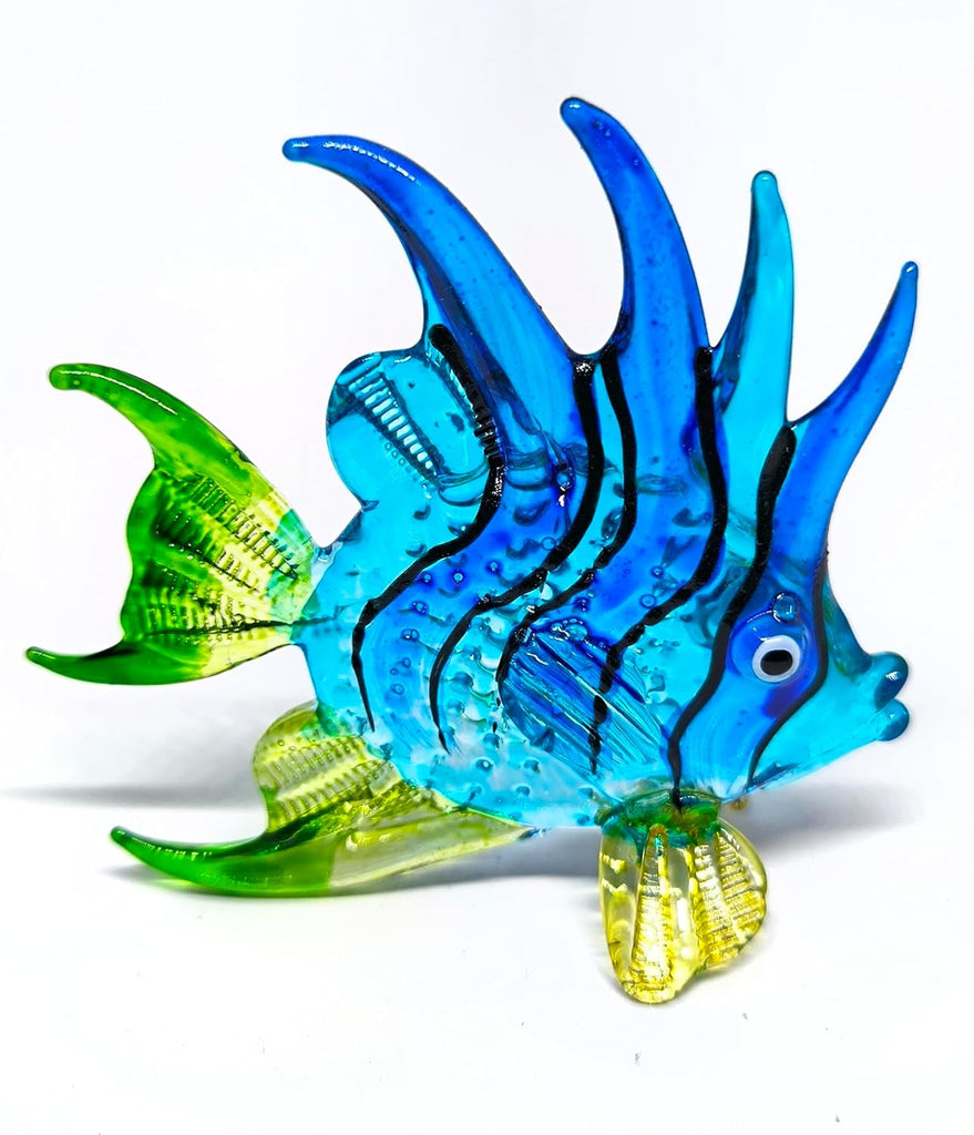 Handcrafted Blue Glass Fish Figurine Exquisite Hand Blown Aquarium Collectible Coastal Style Deco