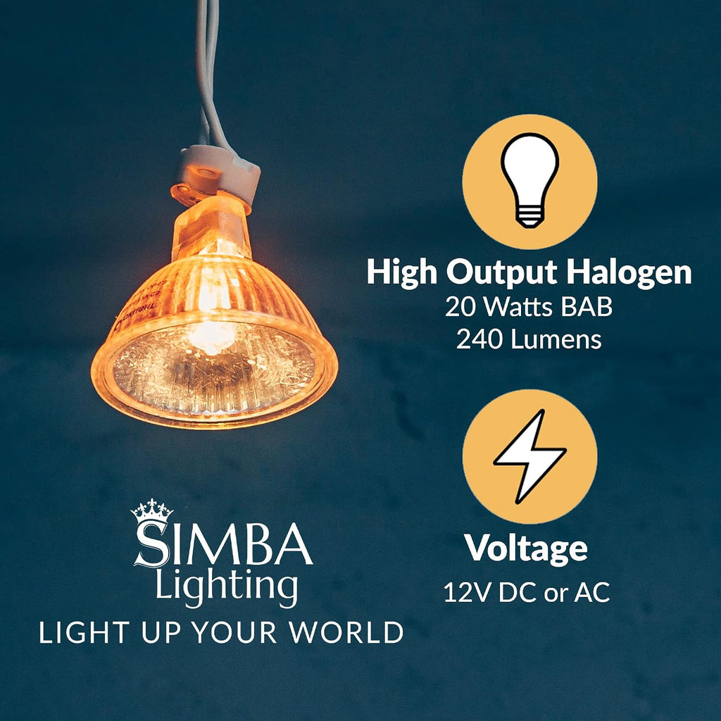 Halogen MR16 20W 12V Light Bulbs, GU5.3 Base, 2700K, 6 Pack