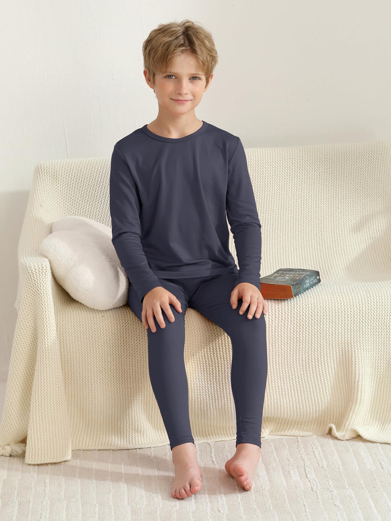 3 Set Boys Thermal Underwear Set, Kids Thermal Long Johns Boy Fleece Lined Base Layer for Skiing, Cold Weather