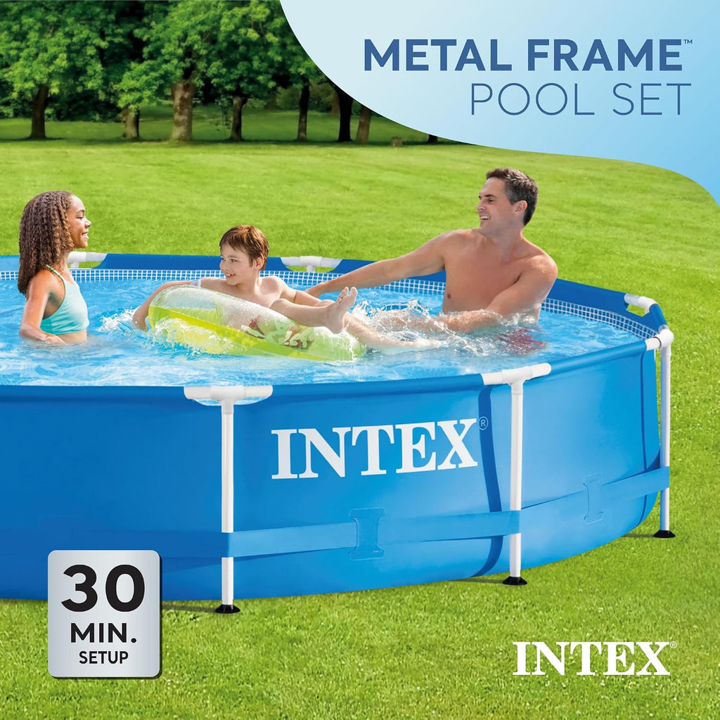 28211EH 12-Foot x 30-inch Metal Frame Round 6 Person Outdoor Above Ground Swimming Pool with GFCI Filter Pump and