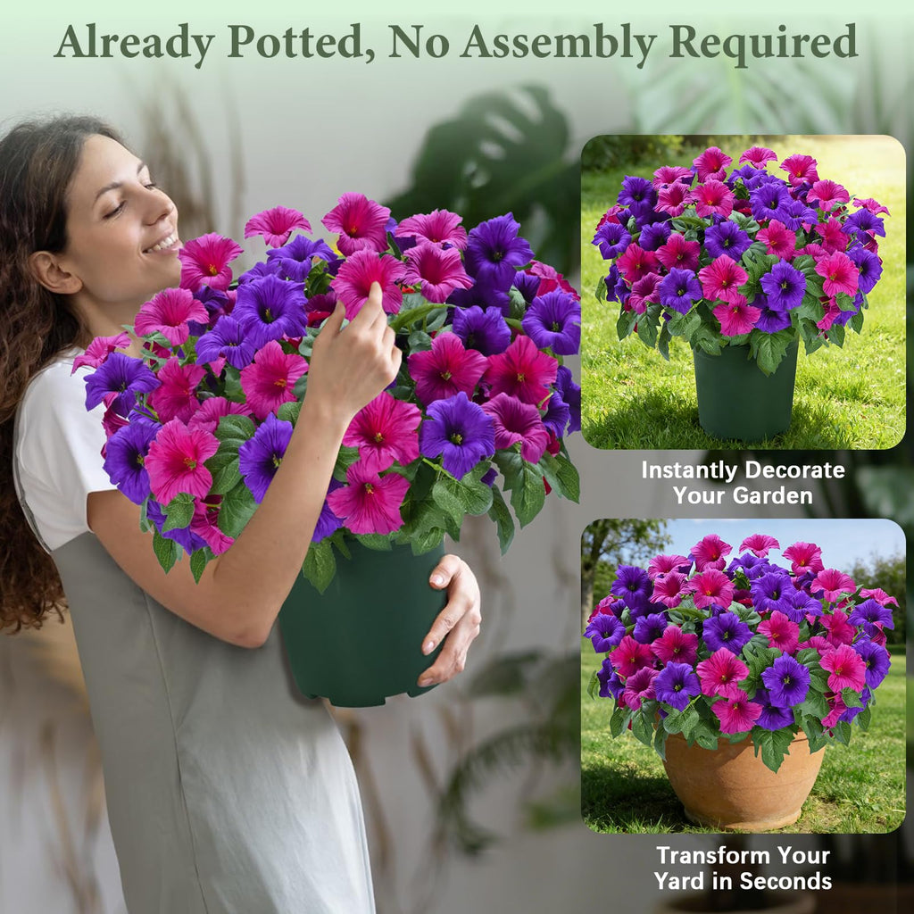 Artificial Flowers for Outdoors, 1 Potted Realistic Fake Outdoor Flowers