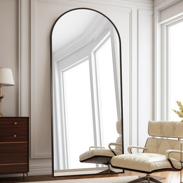 Arch Full Length Mirror, 76"x34" Standing Floor Body Mirror (Black)
