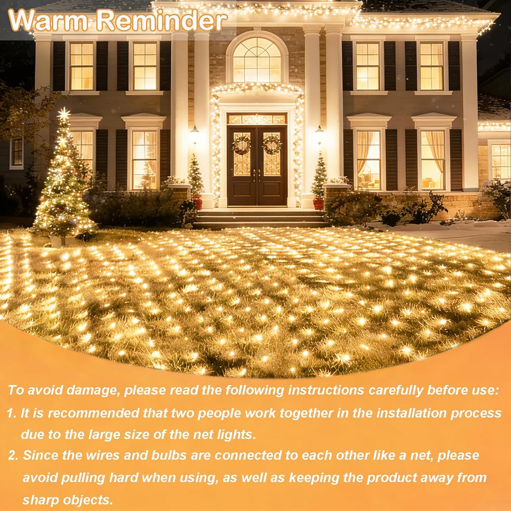 300LED Net Lights, 14.8ft x 5ft Connectable Christmas Net Lights 8 Modes, Waterproof Mesh Lights Plug in for Bushes