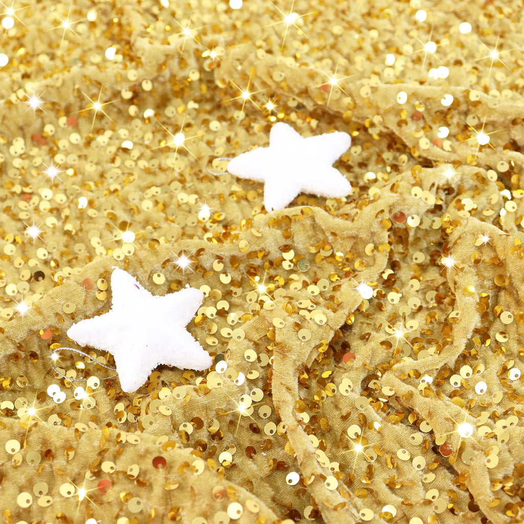 Gold Sequin Fabric 1 Yard Shiny Sequins Fabric by The Yard Velvet Material Fabric for Sewing Cloths Mesh Sequins