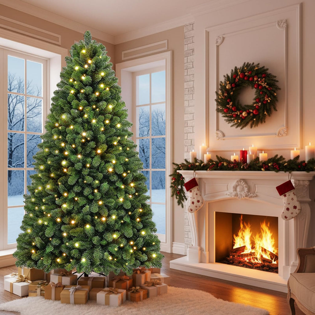 6.5ft Pre-Lit Christmas Tree with Remote Control & Foot Switch