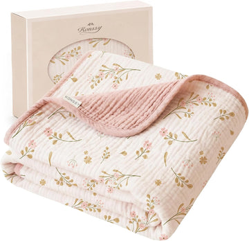 100% Cotton Muslin Baby Blanket for Girls Boys, 40"x36"