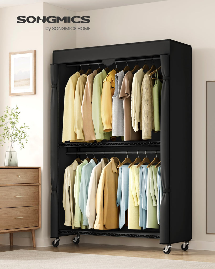 Clothing Rack, Heavy-Duty Garment Rack, Adjustable Storage Shelves
