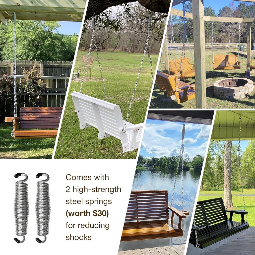 Wooden Porch Swing, Iron Black, 4 FT Extra Large