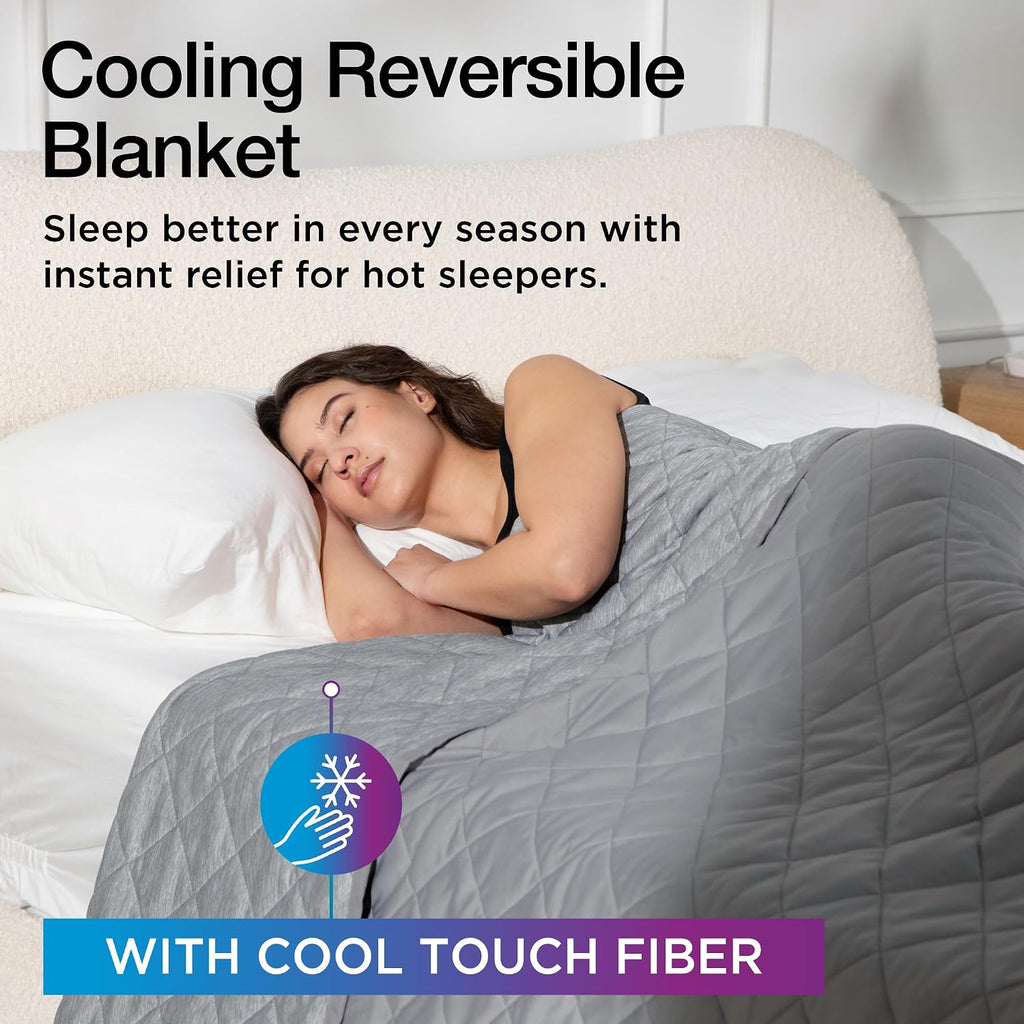 Cooling Blanket Queen Size - Cooling Down Alternative Blanket for Hot Sleepers, Reversible Cool Touch Fiber, Quilted