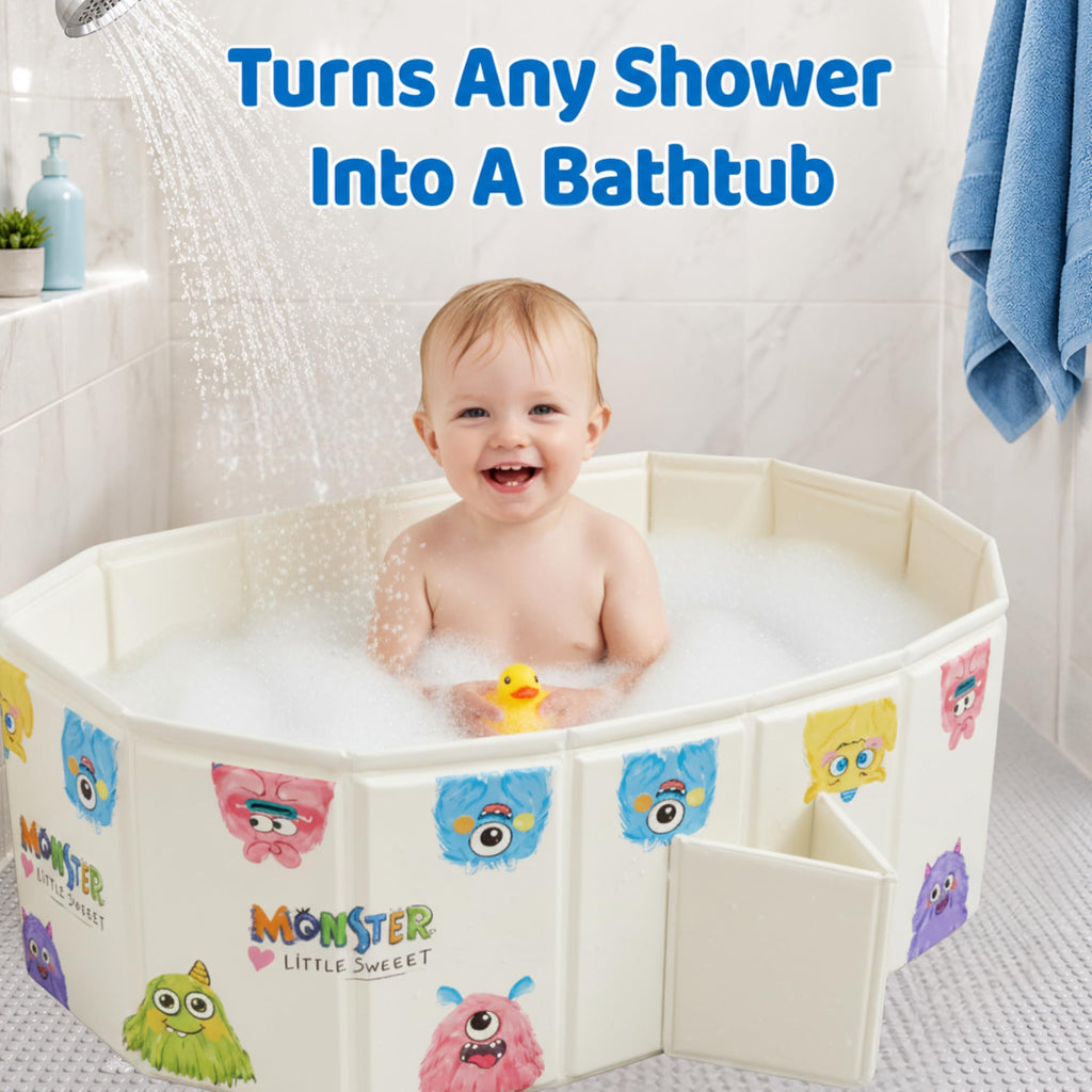 OhSoBig Collapsible Toddler Bathtub, 31-Inch Foldable Portable Bath Tub