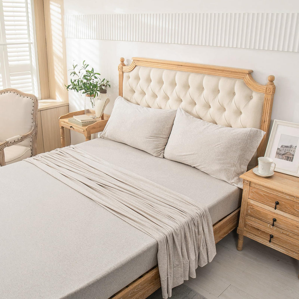 Jersey Knit Sheet Set Heather Beige