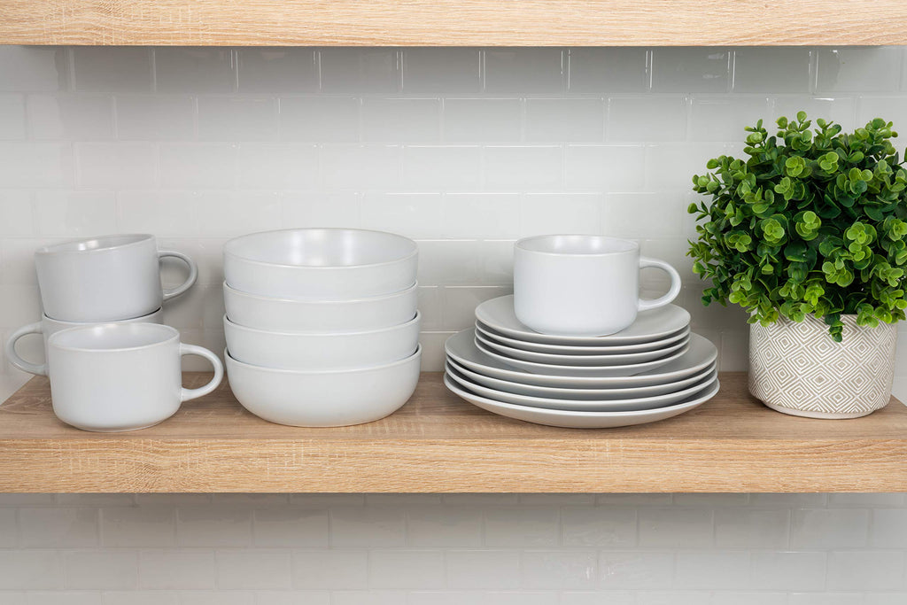 Wazee Matte Coupe Dinnerware Pack of 16, White