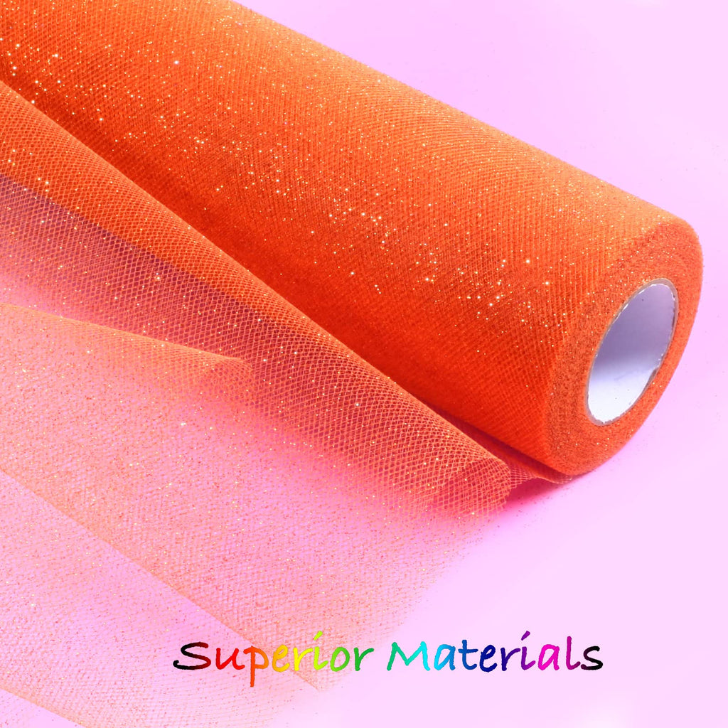 Sparkling Tulle Rolls, 15" by 30 Yards(Orange)
