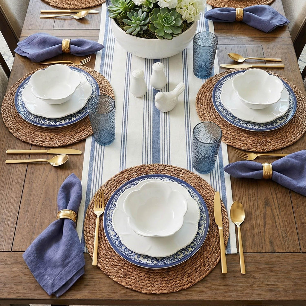 13.8" Set of 10 Brown Round Seagrass Placemats