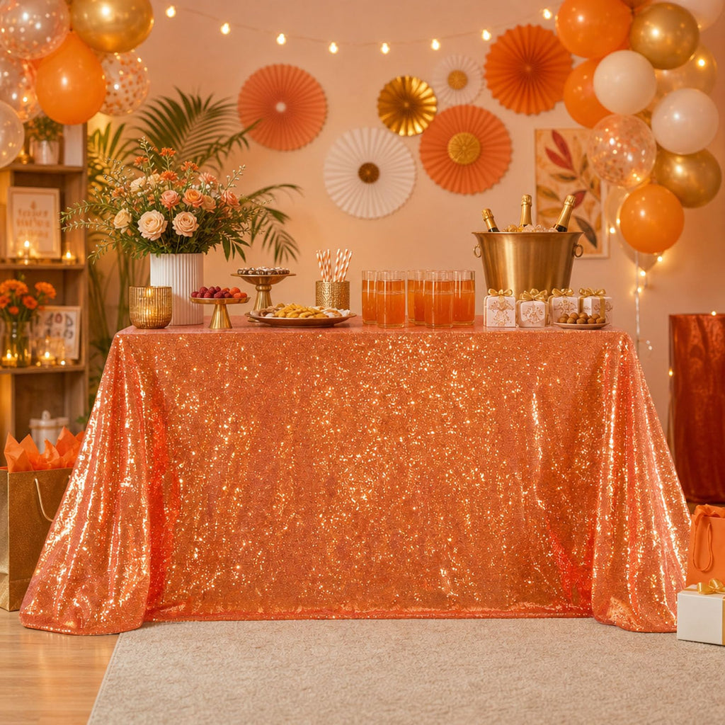 Sequin Tablecloth Sparkle Halloween Tablecloths for Round Rectangle Desk