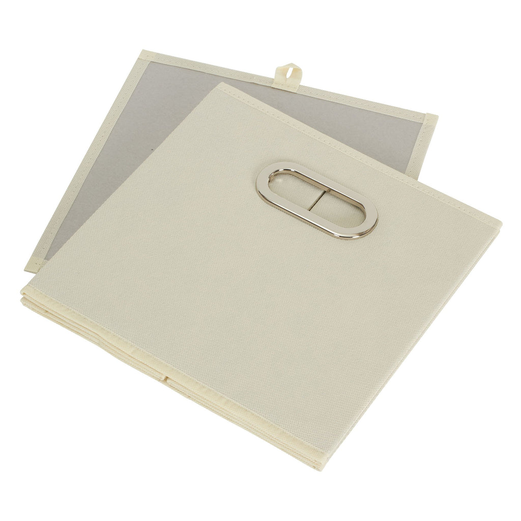 Fabric Storage Bins 6 Piece Set, Strong Poly-Woven Fabric, Sturdy Chipboard Sides, Grommet Front Handle, Stackable
