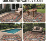 Multicolor Washable Outdoor Rug 8' x 10', Colorful, Stain Resistant, Easy Clean, Waterproof, Durable