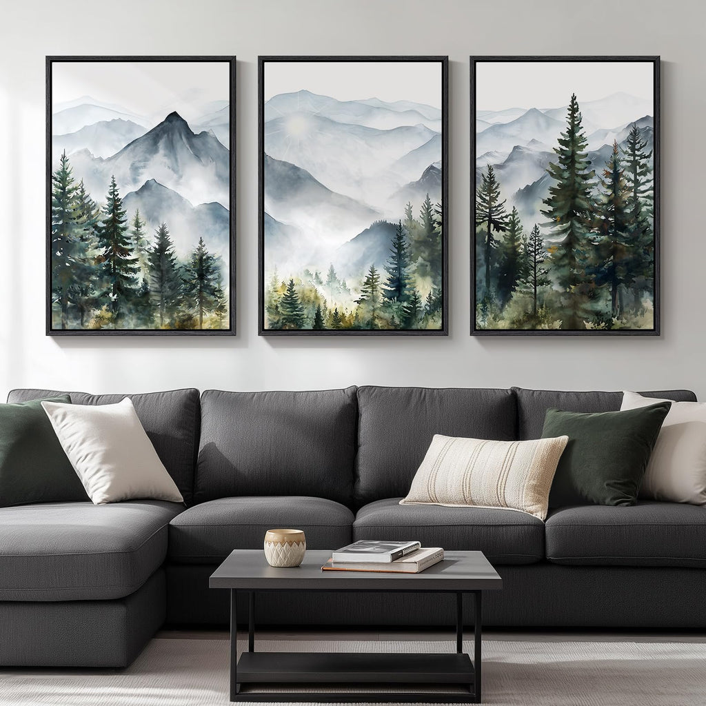 Large Framed Landscape Wall Art, Mountain Print, 24x36 Inch