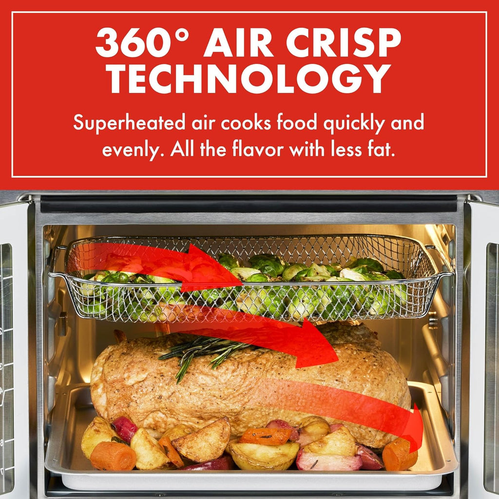 Extra Large French Door Air Fryer Toaster Oven Combo, 24 Cooking Functions and Digital Controls, 7 Accessories