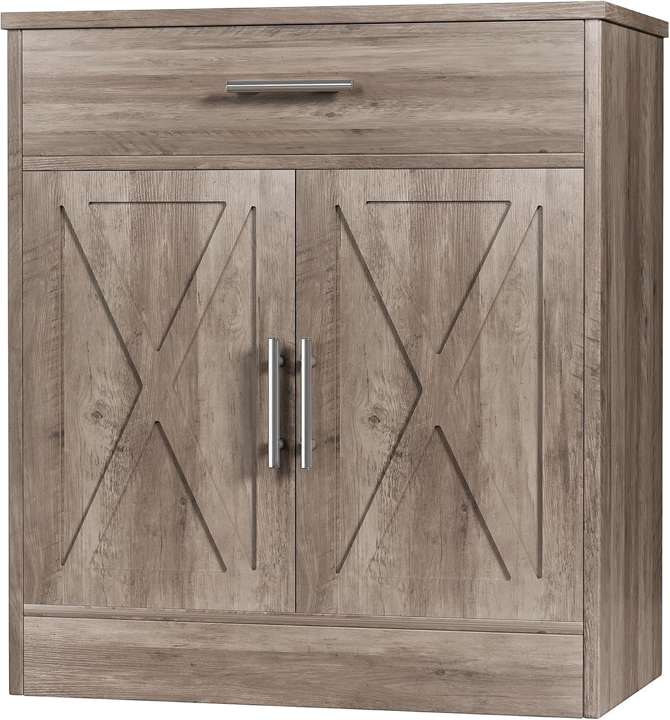 Farmhouse Storage Cabinets with Doors and Shelves,Kitchen Barn Door Storage Cabinet with Drawers,Coffee Bar Cabinet