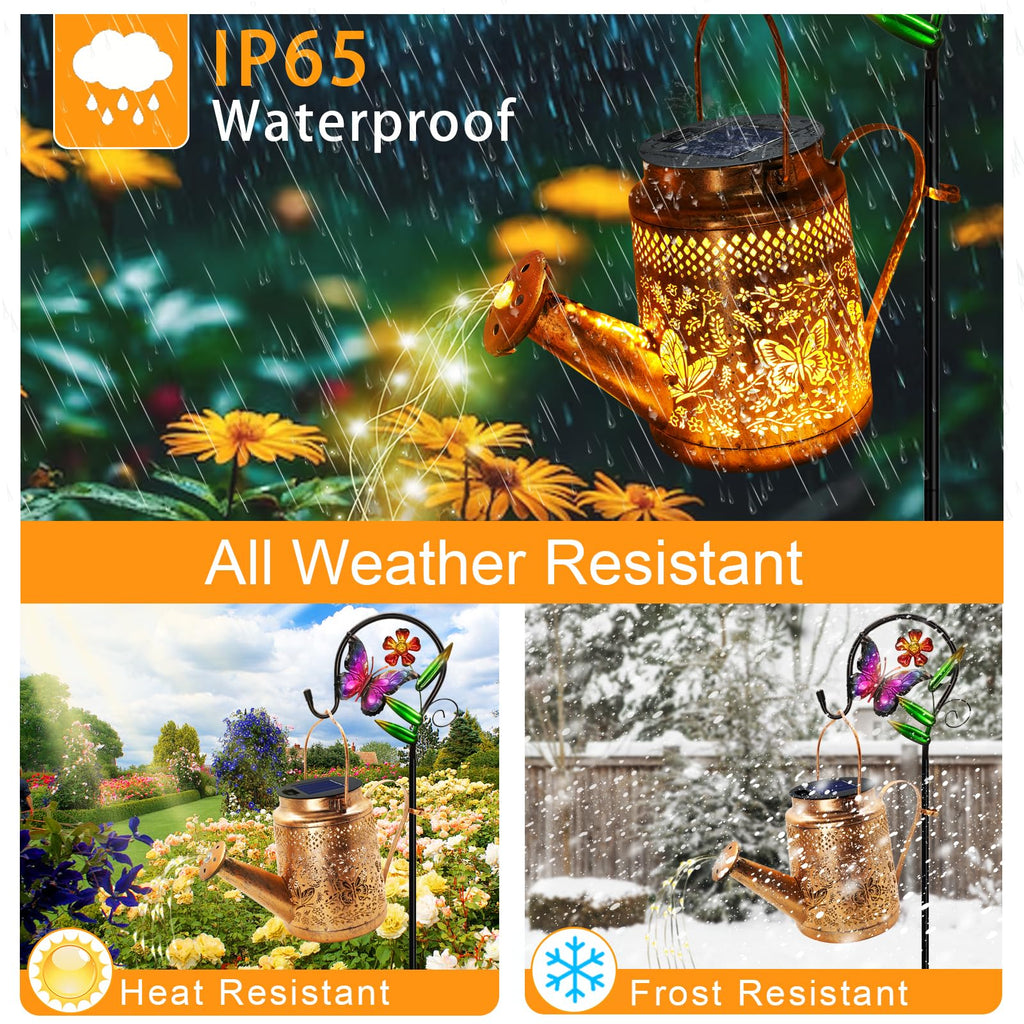 Watering Can Lights, Butterfly Hanging Lantern Solar Lights Outdoor