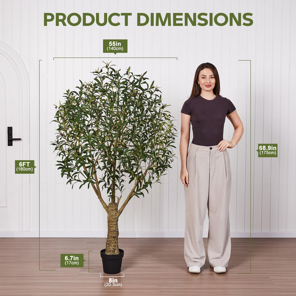 6FT UV-Resistant Artificial Olive Tree with Thick Trunk