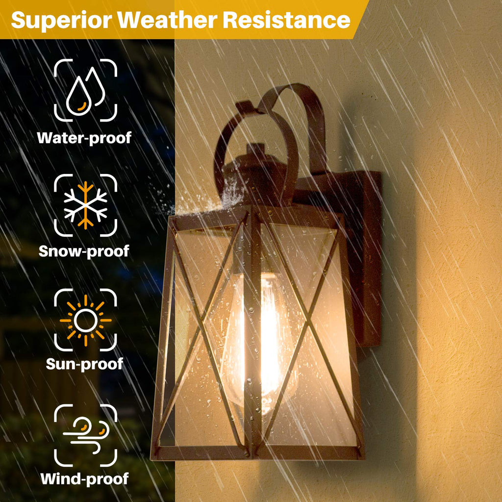 Porch Light Outdoor 1-Light Wall Lantern, Max 60W, Farmhouse Wall Sconce Exterior Wall Mount Light in Rustic Bronze