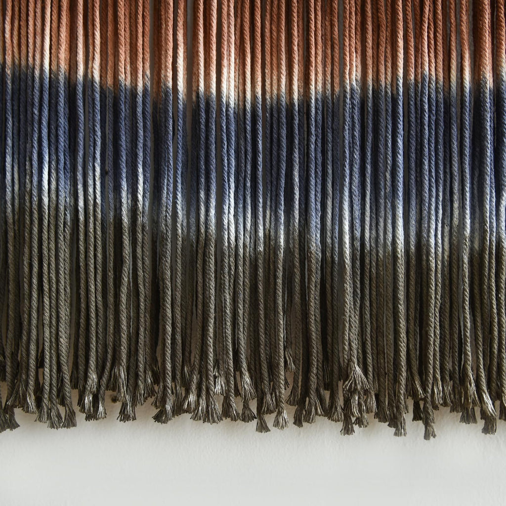 Macrame Wall Hanging Blue Dip Dye 27" W x 19" L