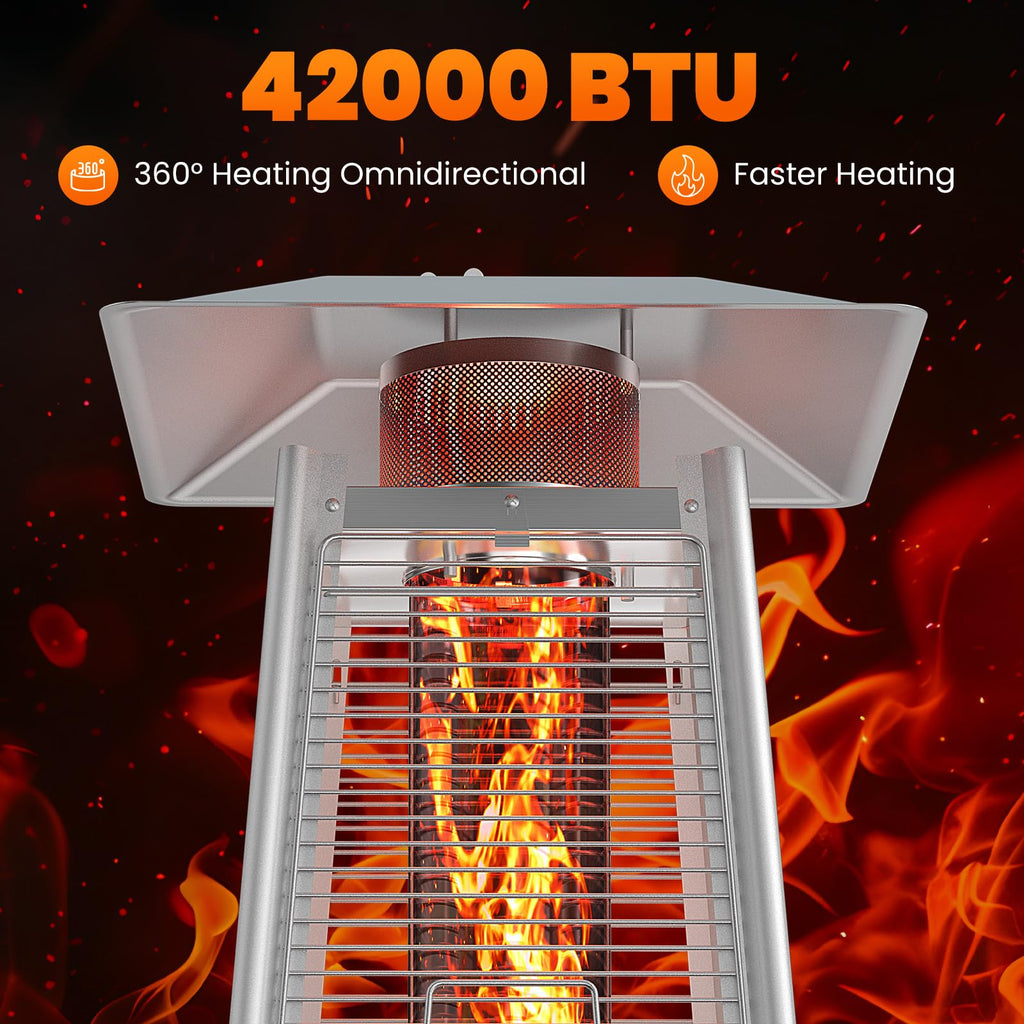 BTU Pyramid Patio Heater, Portable Outdoor Heater with Wheels
