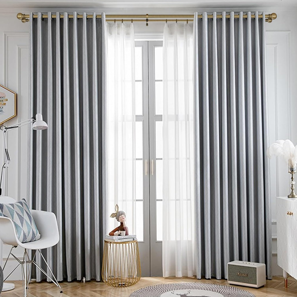 Antique Bronze Double Curtain Rods 36-72 Inch,1''Front and 5/8''Back Double Drapery Rod with Small Round Ball and