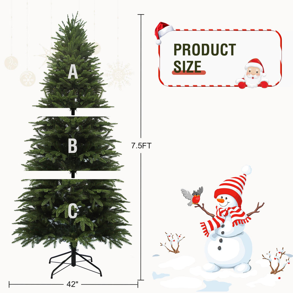 7.5 ft Pre-Lit Artificial Christmas Tree with 350 Lights, Spruce Xmas Tree
