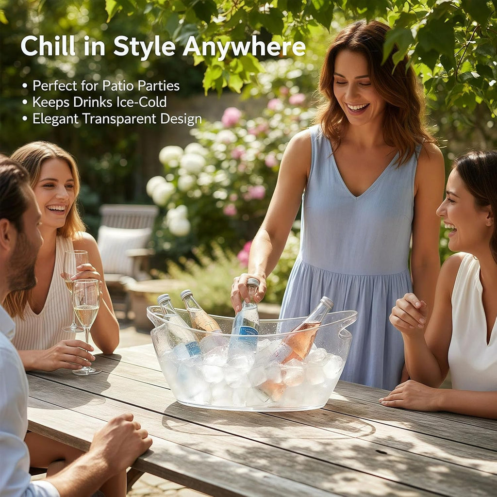 Ice Bucket, Clear Acrylic Ice Buckets for Parties, 5.5L Beverage Tub - Set of 2