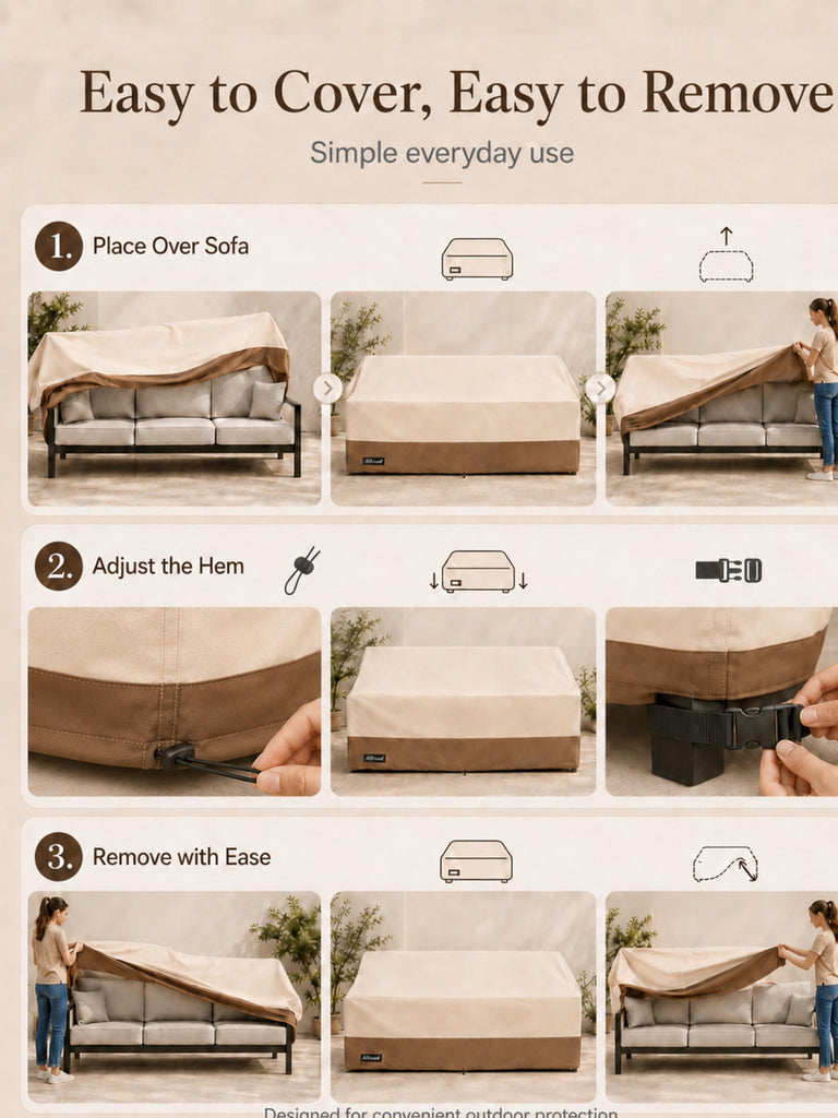 2-Seater Patio Loveseat Cover, 58W x 32.5D x 31H Inches Outdoor Couch Cover, 100% Waterproof Heavy Duty Patio Sofa