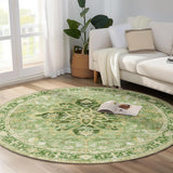 Area Rugs Washable Non-Slip, Floral Vintage Distress Print Pattern Medallion Carpet for Living Room Bedroom