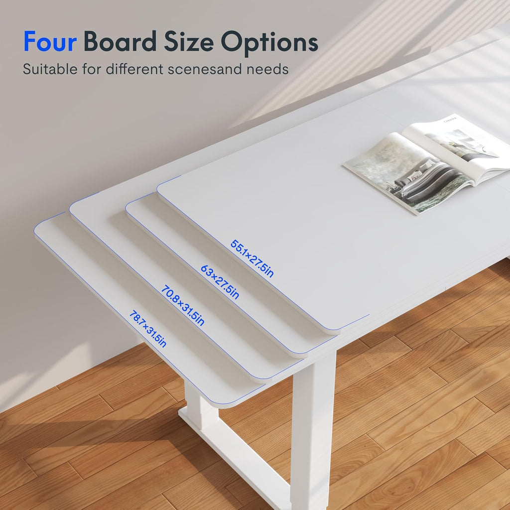 4-Leg Standing Desk, 63"x28", Electric Height Adjustable, White | Stable 4-Leg Frame, Spacious Workspace, Memory LED
