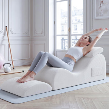 Convertible Yoga Chair Lounge for Adults, Ergonomic Foam Chaise Lounge Chair with Headrest, Waist Pad, Double Side